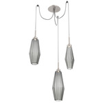 Aalto Swag Multi Light Pendant - Beige Silver / Optic Ribbed Smoke