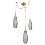 Aalto Swag Multi Light Pendant - Gilded Brass / Optic Ribbed Smoke