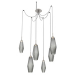 Aalto Swag Multi Light Pendant - Beige Silver / Optic Ribbed Smoke