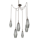Aalto Swag Multi Light Pendant - Flat Bronze / Optic Ribbed Smoke
