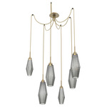 Aalto Swag Multi Light Pendant - Gilded Brass / Optic Ribbed Smoke