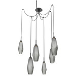 Aalto Swag Multi Light Pendant - Matte Black / Optic Ribbed Smoke