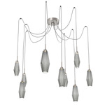 Aalto Swag Multi Light Pendant - Beige Silver / Optic Ribbed Smoke