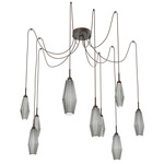 Aalto Swag Multi Light Pendant - Flat Bronze / Optic Ribbed Smoke
