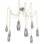 Aalto Swag Multi Light Pendant - Gilded Brass / Optic Ribbed Smoke