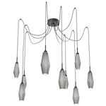 Aalto Swag Multi Light Pendant - Matte Black / Optic Ribbed Smoke