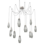 Aalto Swag Multi Light Pendant - Beige Silver / Optic Ribbed Smoke
