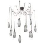 Aalto Swag Multi Light Pendant - Flat Bronze / Optic Ribbed Smoke