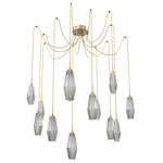 Aalto Swag Multi Light Pendant - Gilded Brass / Optic Ribbed Smoke