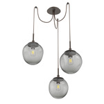 Aster Swag Multi Light Pendant - Flat Bronze / Smoke