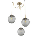 Aster Swag Multi Light Pendant - Gilded Brass / Smoke