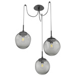 Aster Swag Multi Light Pendant - Matte Black / Smoke