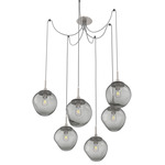 Aster Swag Multi Light Pendant - Beige Silver / Smoke