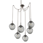 Aster Swag Multi Light Pendant - Flat Bronze / Smoke