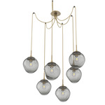 Aster Swag Multi Light Pendant - Gilded Brass / Smoke