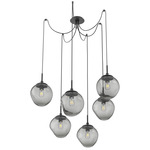 Aster Swag Multi Light Pendant - Matte Black / Smoke
