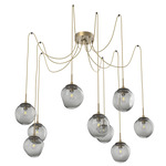 Aster Swag Multi Light Pendant - Gilded Brass / Smoke