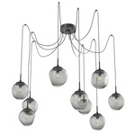 Aster Swag Multi Light Pendant - Matte Black / Smoke