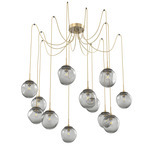 Aster Swag Multi Light Pendant - Gilded Brass / Smoke