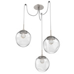 Aster Gem Swag Multi Light Pendant - Beige Silver / Clear Floret