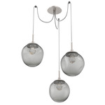Aster Gem Swag Multi Light Pendant - Beige Silver / Smoke Floret