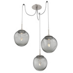 Aster Gem Swag Multi Light Pendant - Beige Silver / Smoke Geo
