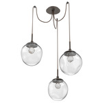 Aster Gem Swag Multi Light Pendant - Flat Bronze / Clear Floret