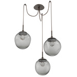 Aster Gem Swag Multi Light Pendant - Flat Bronze / Smoke Floret