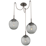 Aster Gem Swag Multi Light Pendant - Flat Bronze / Smoke Geo