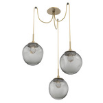 Aster Gem Swag Multi Light Pendant - Gilded Brass / Smoke Floret