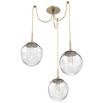 Aster Gem Swag Multi Light Pendant - Gilded Brass / Clear Geo