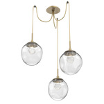 Aster Gem Swag Multi Light Pendant - Gilded Brass / Clear Zircon