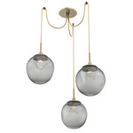 Aster Gem Swag Multi Light Pendant - Gilded Brass / Smoke Zircon