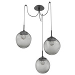 Aster Gem Swag Multi Light Pendant - Matte Black / Smoke Floret