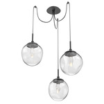 Aster Gem Swag Multi Light Pendant - Matte Black / Clear Geo