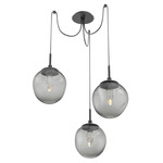 Aster Gem Swag Multi Light Pendant - Matte Black / Smoke Geo