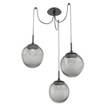 Aster Gem Swag Multi Light Pendant - Matte Black / Smoke Zircon