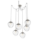 Aster Gem Swag Multi Light Pendant - Beige Silver / Clear Floret