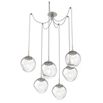 Aster Gem Swag Multi Light Pendant - Beige Silver / Clear Geo