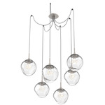 Aster Gem Swag Multi Light Pendant - Beige Silver / Clear Zircon