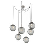 Aster Gem Swag Multi Light Pendant - Beige Silver / Smoke Zircon