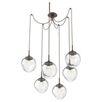 Aster Gem Swag Multi Light Pendant - Flat Bronze / Clear Floret