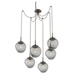 Aster Gem Swag Multi Light Pendant - Flat Bronze / Smoke Floret