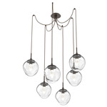 Aster Gem Swag Multi Light Pendant - Flat Bronze / Clear Geo