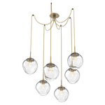 Aster Gem Swag Multi Light Pendant - Gilded Brass / Clear Floret