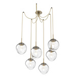 Aster Gem Swag Multi Light Pendant - Gilded Brass / Clear Geo