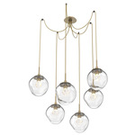 Aster Gem Swag Multi Light Pendant - Gilded Brass / Clear Zircon