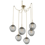 Aster Gem Swag Multi Light Pendant - Gilded Brass / Smoke Zircon
