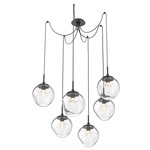 Aster Gem Swag Multi Light Pendant - Matte Black / Clear Floret