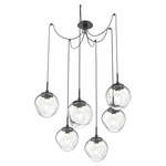 Aster Gem Swag Multi Light Pendant - Matte Black / Clear Geo